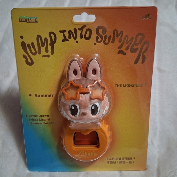 Popland Exclusive Bottle Opener/Fridge Magnet, Orange Labubu - Picture 2 of 6